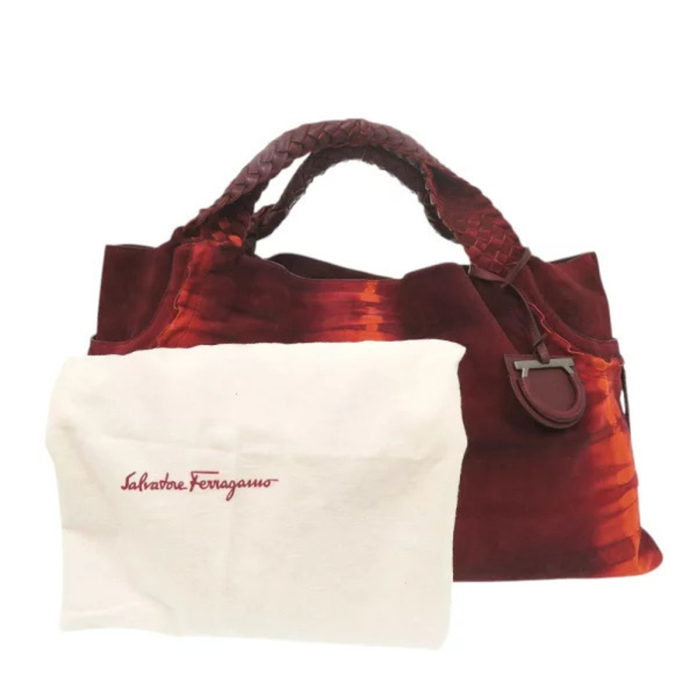 Salvatore Ferragamo leather bag nubuck red tote